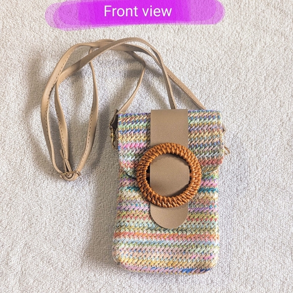 🎉 Weaved style clutch, BNWOT shoulder, phone purse, vivid multi color pattern - Picture 9 of 10